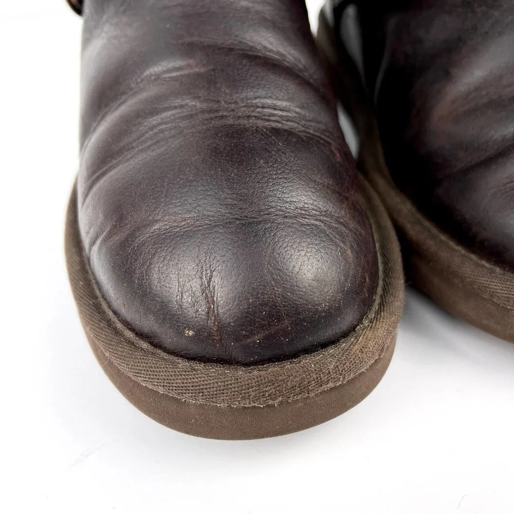UGG Becket Shearling & Leather Water Resistant Buckle Boot Dark Brown 6 - Picture 4 of 12